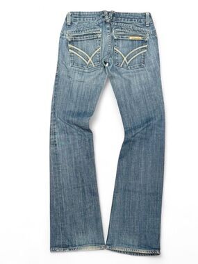 Y2K William Rast Light Washed Embroidered Low Rise Bootcut Jeans Made in USA